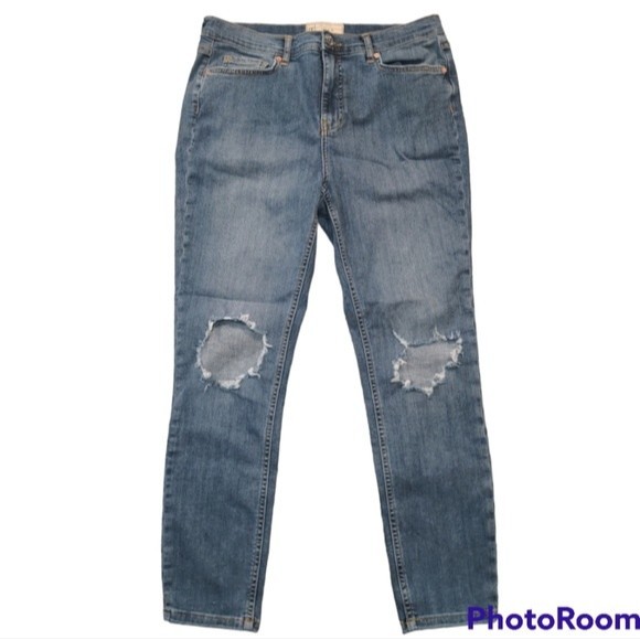 Free People Medium Wash Distressed Skinny Jeans Size 31‎ - Picture 1 of 13